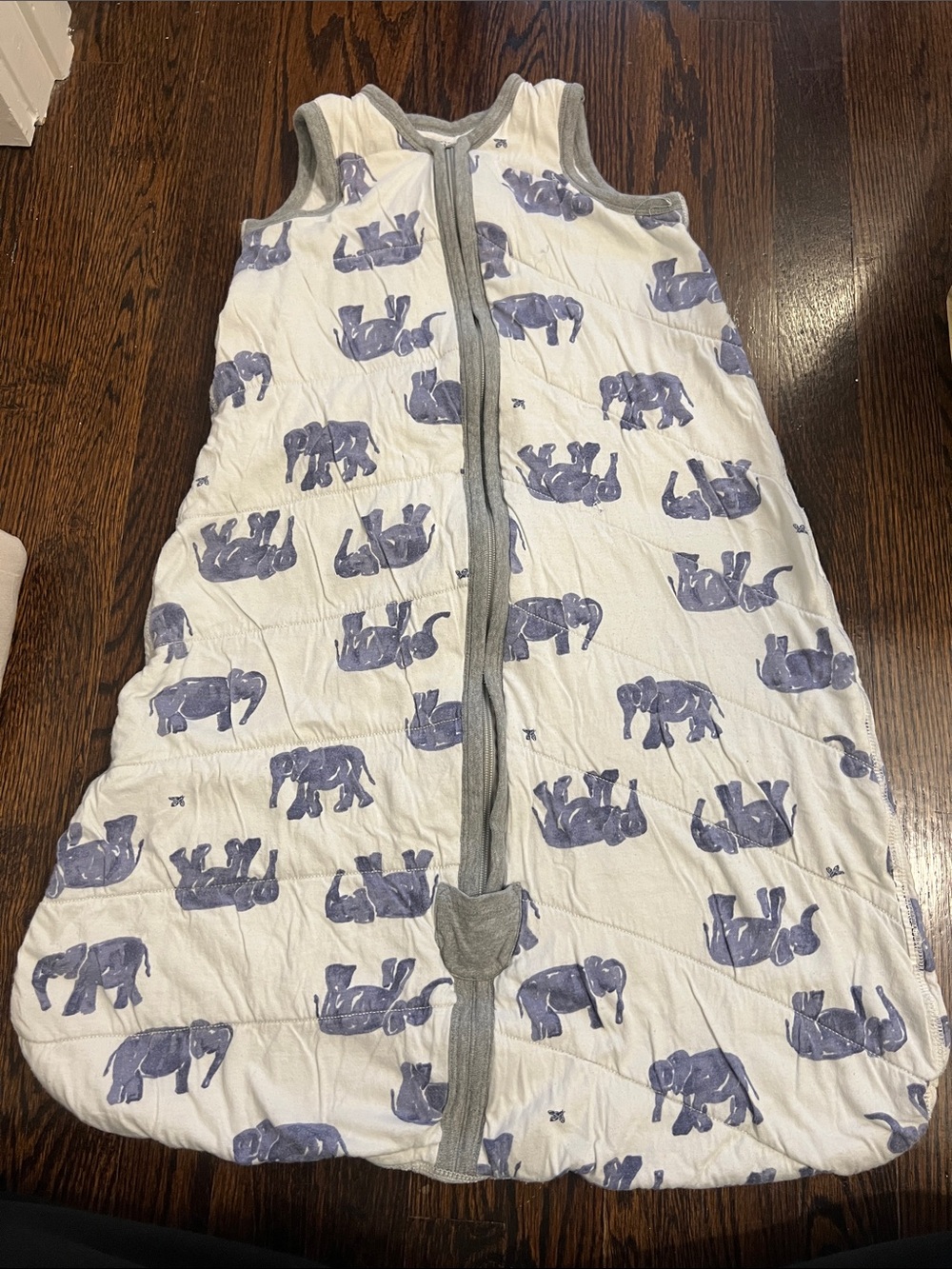 Burts Bees Baby Sleep Sack - White & Blue Elephant Printed Sleeveless